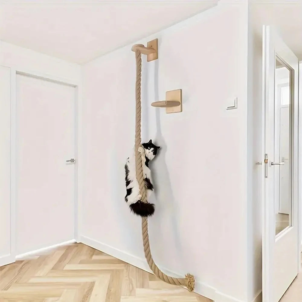 Wall-Mounted Wooden Cat Shelf – Space-Saving Cat Climbing Furniture