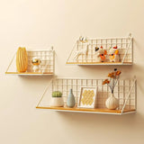 Wall-Mounted Shelf Organizer – Metal & Wood Storage Rack for Home & Office