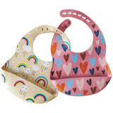 Fashionable Cartoon Printed Waterproof Silicone Baby Bib – Adjustable, Soft & Durable Feeding Bib for Infants and Toddlers