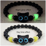 Glow-in-the-Dark Kitten Charm Bracelet for Women