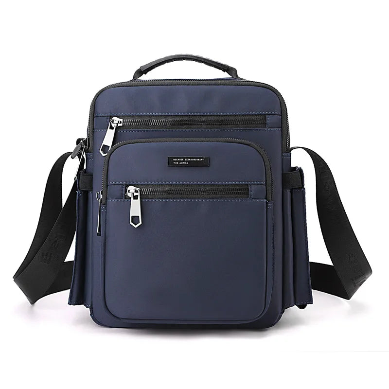 Men’s Oxford Fabric Flap Messenger Bag – Soft Casual Shoulder Bag with Zipper Pocket