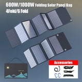 Foldable 1000W Portable Solar Panel Charger with USB & DC Output for Camping and Outdoor Power