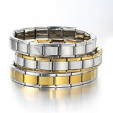 Pulsera de acero inoxidable con holograma de moda para hombres y mujeres: joyería con cadena de eslabones geométricos