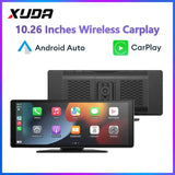 10.26" Touchscreen Car Multimedia Player with Wireless CarPlay, Android Auto, GPS & Dual Dash Cam