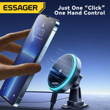 Essager RGB Magnetic Car Phone Holder – 15W Qi Wireless Charger & Magsafe Mount for iPhone & Samsung