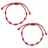 Pulsera ajustable de la suerte para parejas, tejida a mano, de color rojo, de algodón y lino, con diseño clásico de dijes