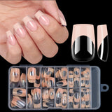 120 uñas postizas cuadradas medianas | Puntas de uñas francesas acrílicas de cobertura total