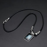 Trendy Geometric Glass Pendant Necklace for Women – Zinc Alloy & Leather Design