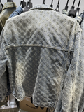 Men’s Vintage Denim Jacket - Casual Loose Fit Spring & Autumn Outerwear with Jacquard Pattern