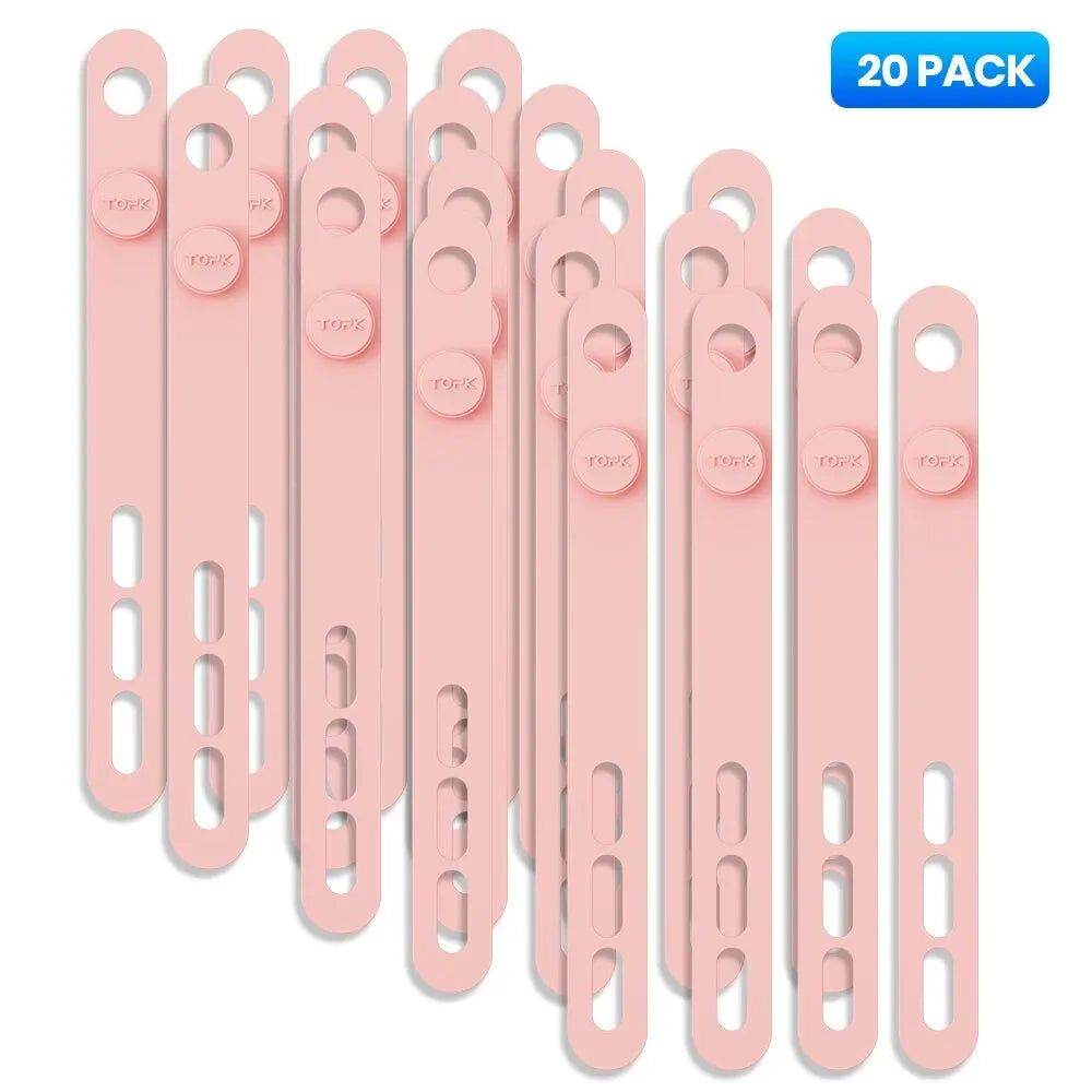 Silicone cable ties – pink 20 pack