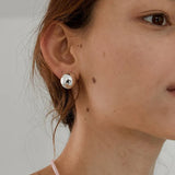 Punk Style Geometric Round Stud Earrings – Oversized Half Metal Ball Statement Earrings for Women