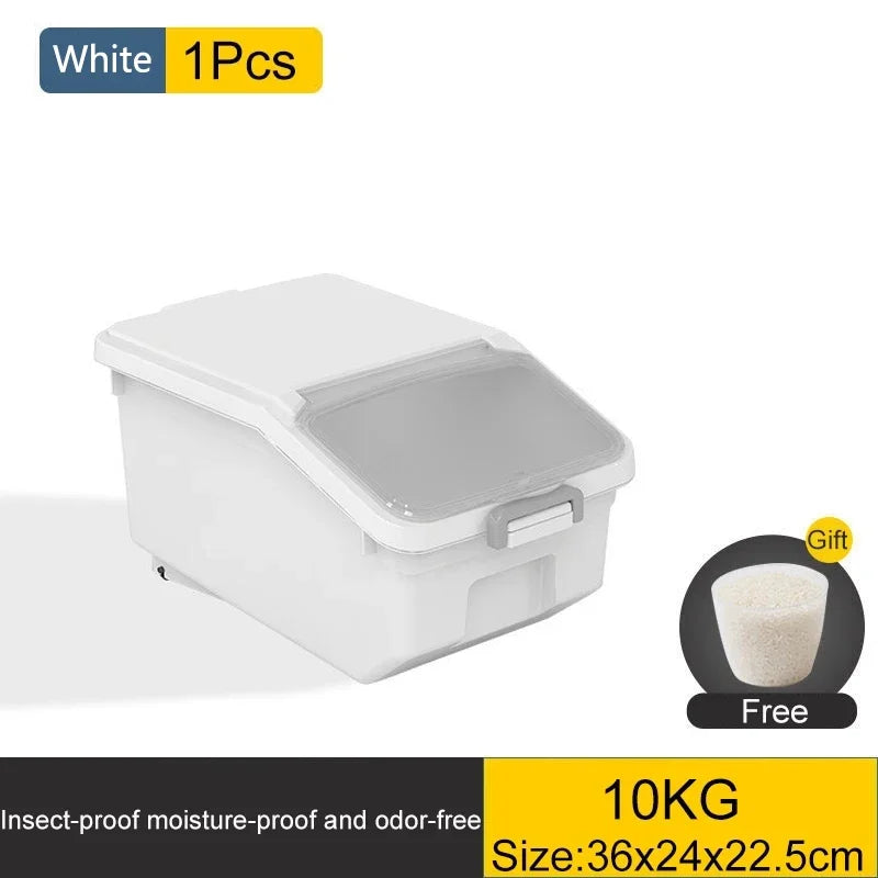 10KG Kitchen Rice Storage Container with Lid – Airtight Cereal Dispenser & Dry Food Organizer