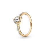 Anillo de plata 925 chapado en oro nuevo 2024 con circonita brillante y doble banda en forma de corazón para mujer, anillo Pandor original, joyería fina