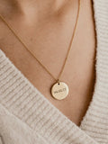 Personalized Stainless Steel Engraved Name Necklace with Round Disc Pendant
