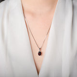 925 Sterling Silver Oval Birthstone Pendant – Garnet, Citrine, Amethyst, Blue Topaz Necklace (No Chain)