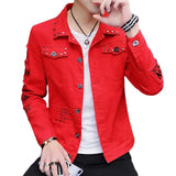 Men’s Casual Letter Print Denim Jacket – Lightweight Spring & Autumn Outerwear