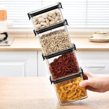 Tarro grande de plástico para almacenar granos de cocina: organizador de alimentos y recipiente para condimentos a prueba de humedad