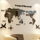 European Version World Map Wall Stickers – Modern 3D Acrylic Map Decals for Home, Office, or Classroom