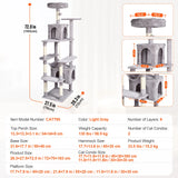 Indoor Cat Tree – Multi-Level Tower with Condo, Sisal Scratching Posts, Hammock & Perch