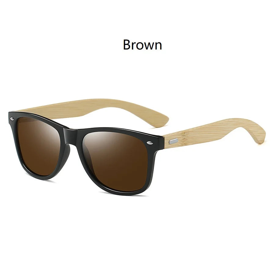 Fashion Bamboo Wood Vintage Oval Sunglasses - UV400 Protection for Outdoor Adventures