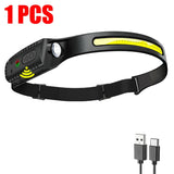 Rechargeable LED Headlamp – Waterproof, USB Charging, Adjustable Brightness for Camping, Hiking, Running, and Night Activities