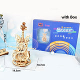 3D Wooden Cello Music Box - DIY Model Kit with Dancing Butterfly Mechanism