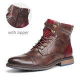 Men’s Microfiber Leather Ankle Boots - Retro Zip-Up Fashion Boots