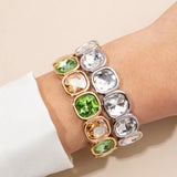Gold Crystal Beaded Bohemian Elastic Bracelet for Women