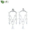 Sterling Silver Zircon Hoop Earrings for Women – Elegant Star & Heart Design