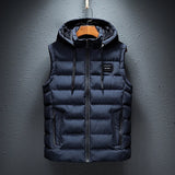 Brand Mens Jacket Sleeveless Vest Hooded Fashion Casual Coats Male Cotton-Padded Men's Vest Men Zipper Waistcoats Plus size 6XL