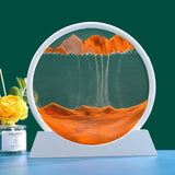 Reloj de arena redondo de cristal con forma de paisaje de las profundidades marinas: imagen artística de arena en movimiento en 3D