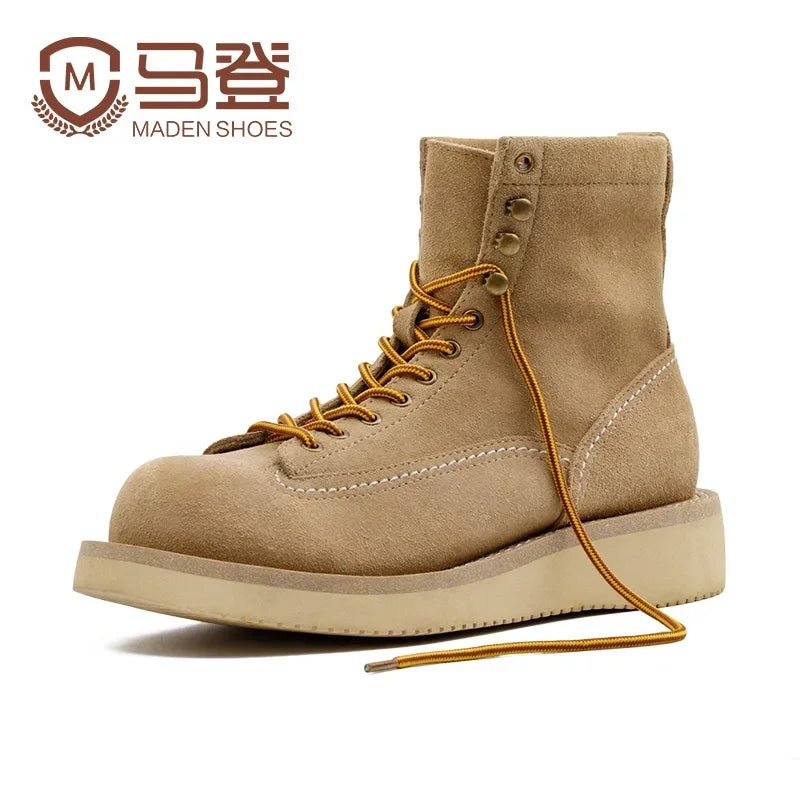 Men's Suede Leather Ankle Boots – Vintage Winter Combat Shoes with Anti-Slip Sole