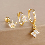 Colorful Zircon Stainless Steel Huggie Hoop Earrings Set – Geometric Aesthetic Jewelry for Women
