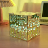 3D Cloud Tulip LED Night Light with Mirror Table Lamp for Bedroom Decor