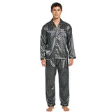 Men’s Silk Pajama Set – Full Sleeve Luxury Loungewear with Button Closure and Elastic Waist