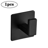 Ganchos de pared negros: perchero de aleación de aluminio autoadhesivo, toallero y soporte para batas para baño y hogar