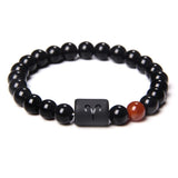 Black Onyx Zodiac Sign Bracelet – 12 Constellation Beaded Charm for Men & Women