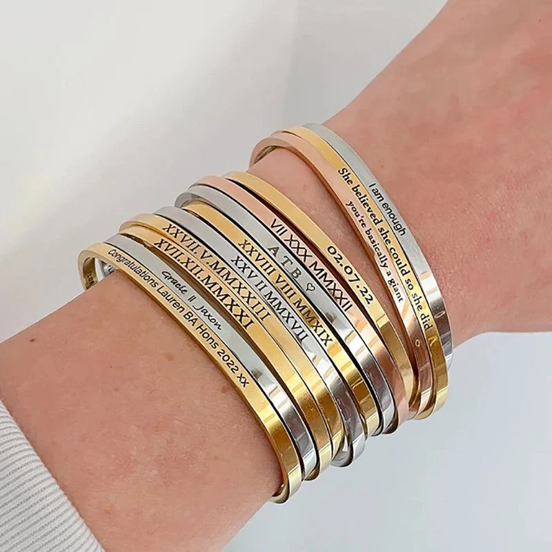 Custom Photo Cuff Bracelet for Women – Personalized Stainless Steel Jewelry Gift