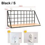 Wall-Mounted Shelf Organizer – Metal & Wood Storage Rack for Home & Office