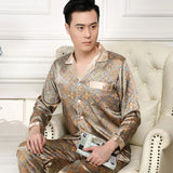 Luxury Men's Paisley Pajama Set - Soft Imitation Silk Full Sleeve Sleepwear with Elastic Waist
