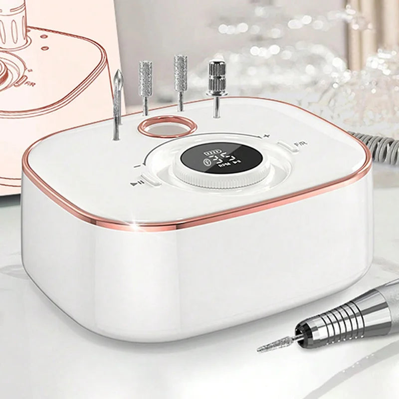 Wireless 35,000 RPM Electric Nail Drill – Rechargeable Manicure & Pedicure Kit with LCD Display