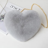 Heart-Shaped Faux Fur Shoulder Bag – Soft Plush Crossbody for Women