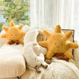 Smiling Sun & Moon Plush Pillows - Cute Weather-Themed Stuffed Decor for Kids & Adults