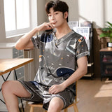 Men’s Silk Pajama Set – Full Sleeve V-Neck Luxury Sleepwear for All Seasons
