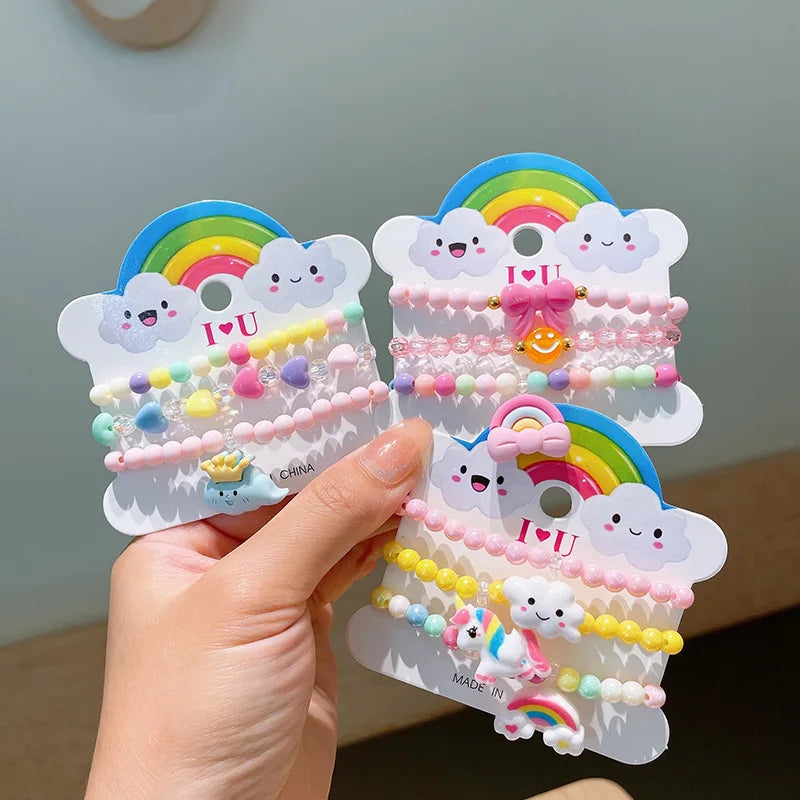 Juego de pulseras de cuentas de resina de colores: joyas bonitas y modernas para niños para fiestas y uso diario