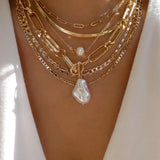 Collar vintage de varios estilos en color dorado nuevo para mujer, conjunto de collares con colgante de cristal multicapa de estilo bohemio y moderno, regalos de joyería
