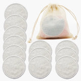 12-Pack Reusable Bamboo Makeup Remover Pads – Eco-Friendly & Gentle Facial Cleansing Rounds