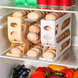 Caja de almacenamiento de huevos con ruedas automáticas - Organizador de huevos para refrigerador de múltiples capas para 30 huevos | Rejilla de conservación de huevos de cocina eficiente