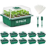 10-Pack Seed Starter Kit with Humidity Dome - 120 Cell Mini Greenhouse for Plants