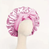 Gorro de dormir de satén de seda ajustable con banda para atar: protección para el cabello para mujeres y hombres